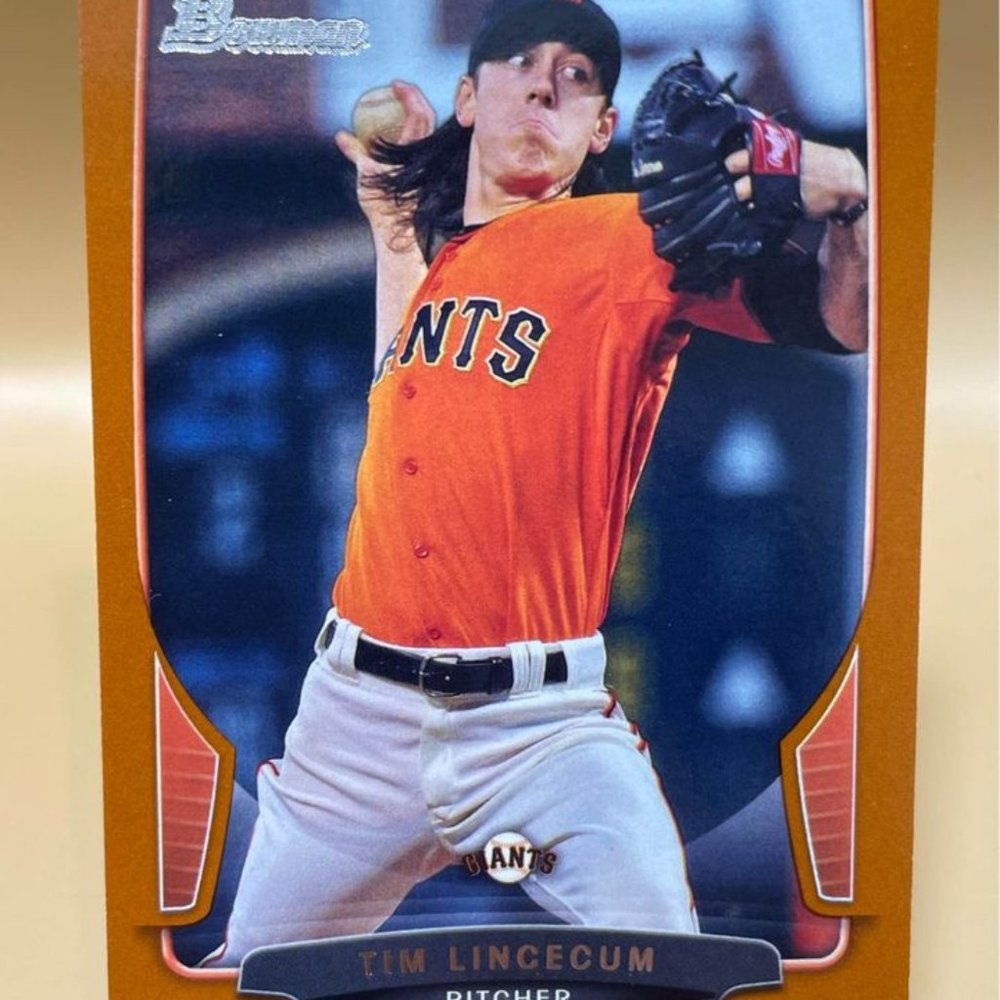 2013 Bowman Tim Lincecum Orange Serial 240/250 Giants Baseball Card #35